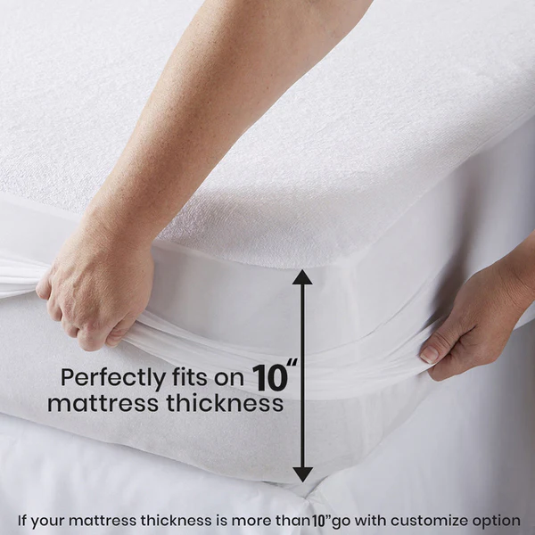 Jointless 100% Waterproof Mattress Protector | Premium Export Quality Terry Cotton Fitted Style - White