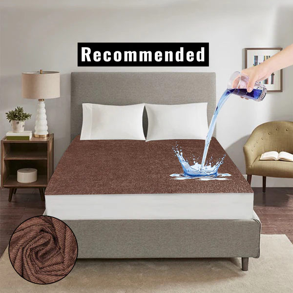 Jointless 100% Waterproof Mattress Protector | Premium Export Quality Terry Cotton Fitted Style – Brown