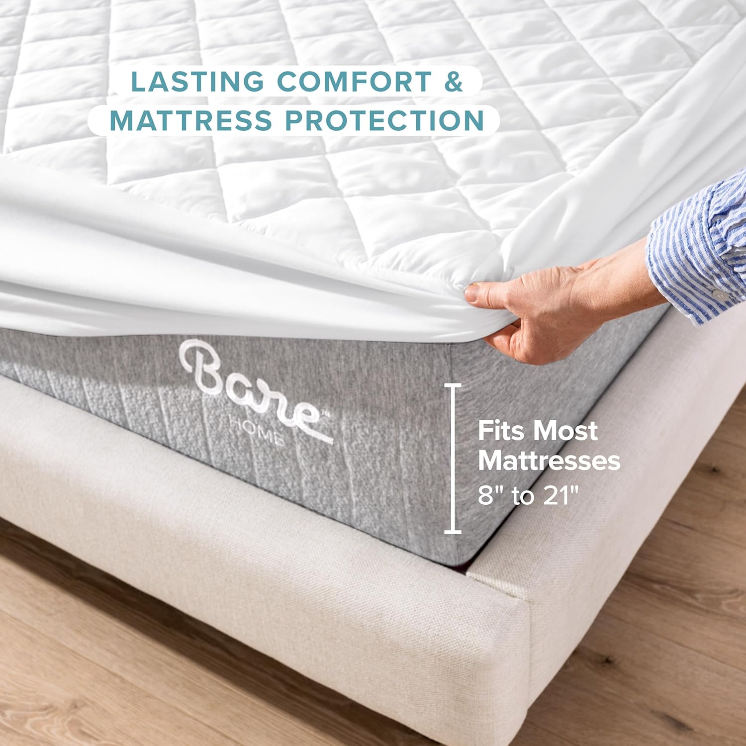 Waterproof Quilted Mattress Protector | Washable, Dust Proof & Hypoallergenic Bedding Cover Fitted Sheet King Size & Single Size