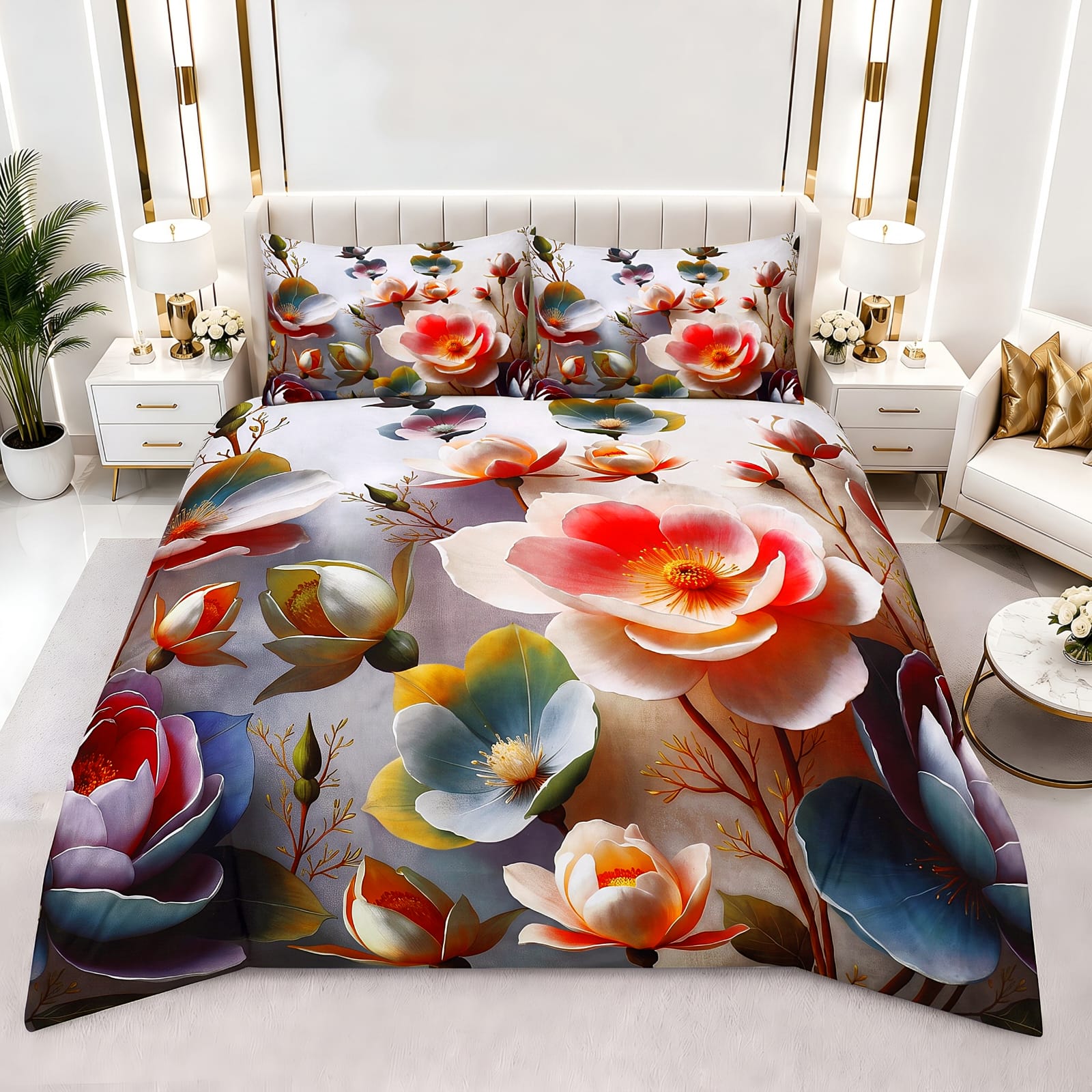 ❤️*3D BEDSHETS* Fabrics Cotton Sattan 🌸 3 PCS Digital Bed Sheet* Set 🌸 ✨ Luxury Floral Collection | Premium Quality | Elegant Digital Print ✨